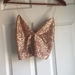 Rose gold sequin crop top